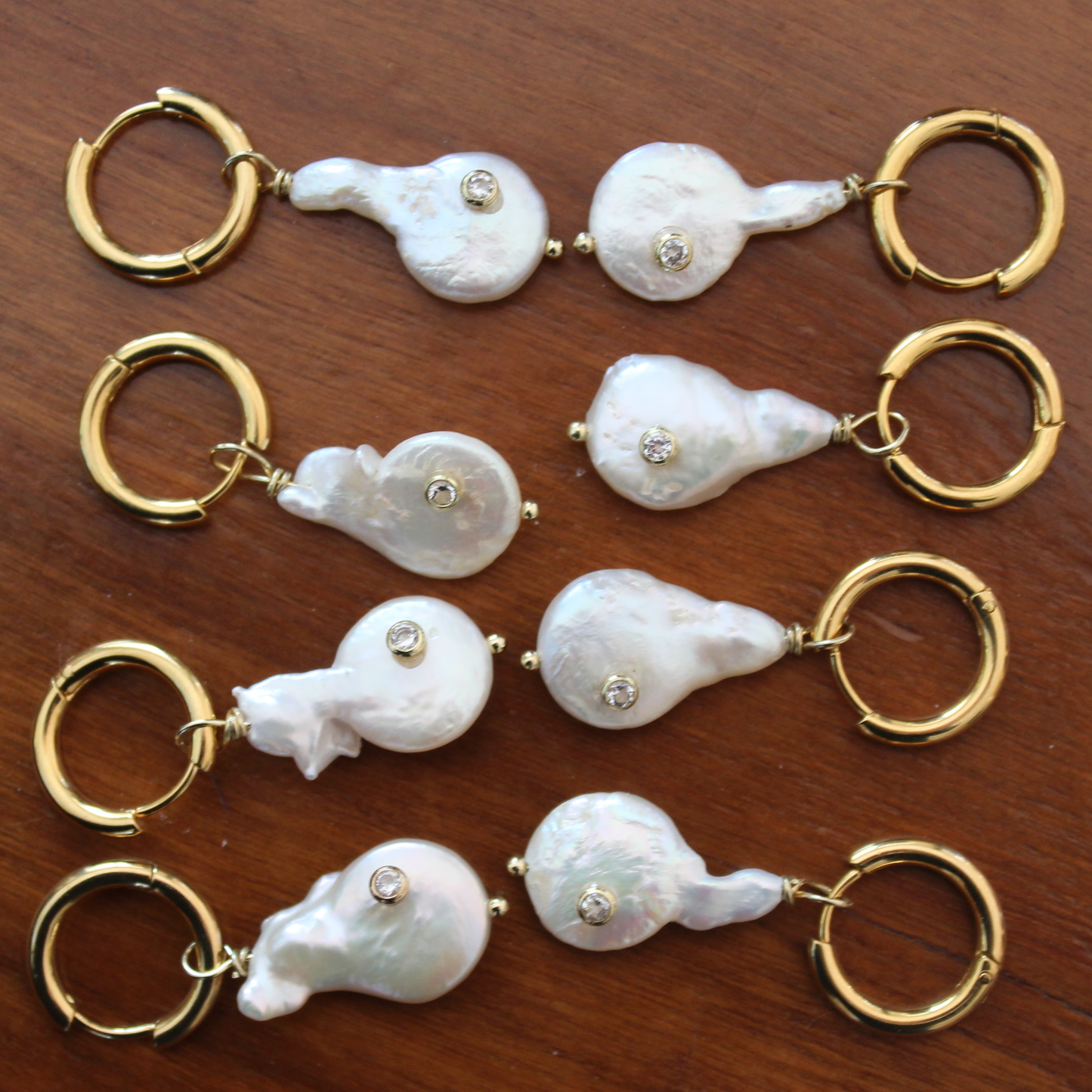 Baroque pearl with inset crystal