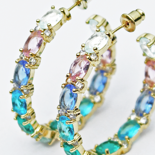 Multi coloured hoop earrings