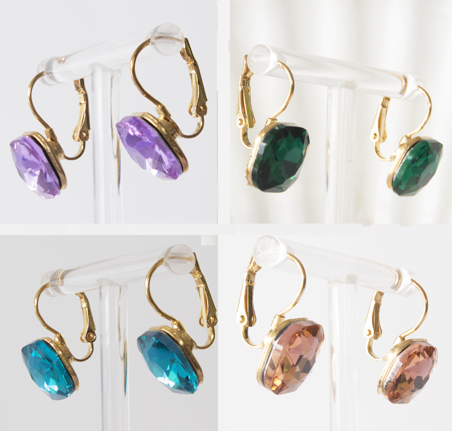 Crystal Lever-back earrings-four colours