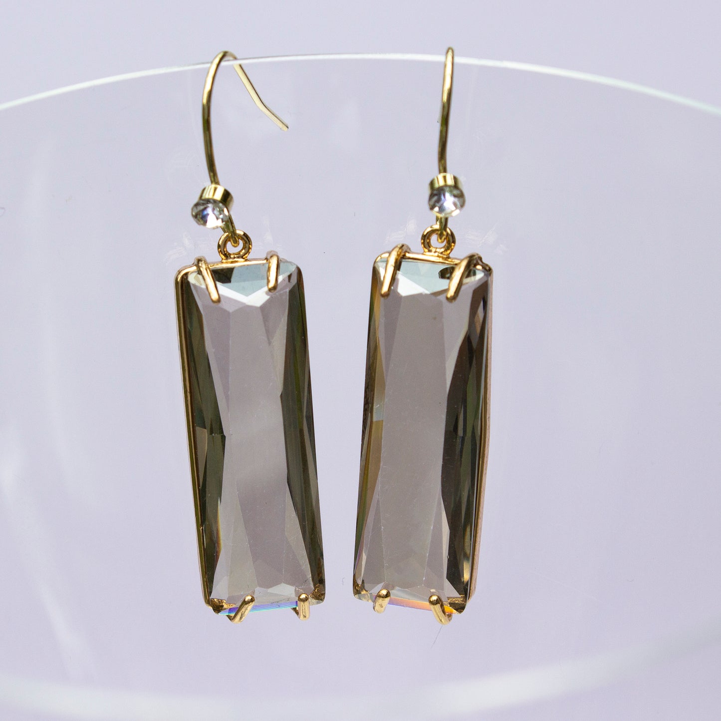 Oblong crystal earrings-Five colours