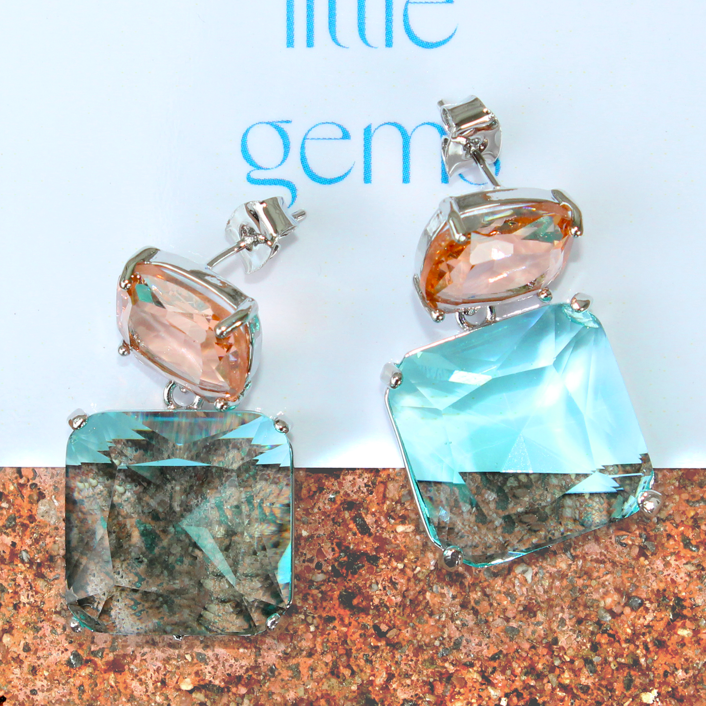 Light peach and sky blue crystals