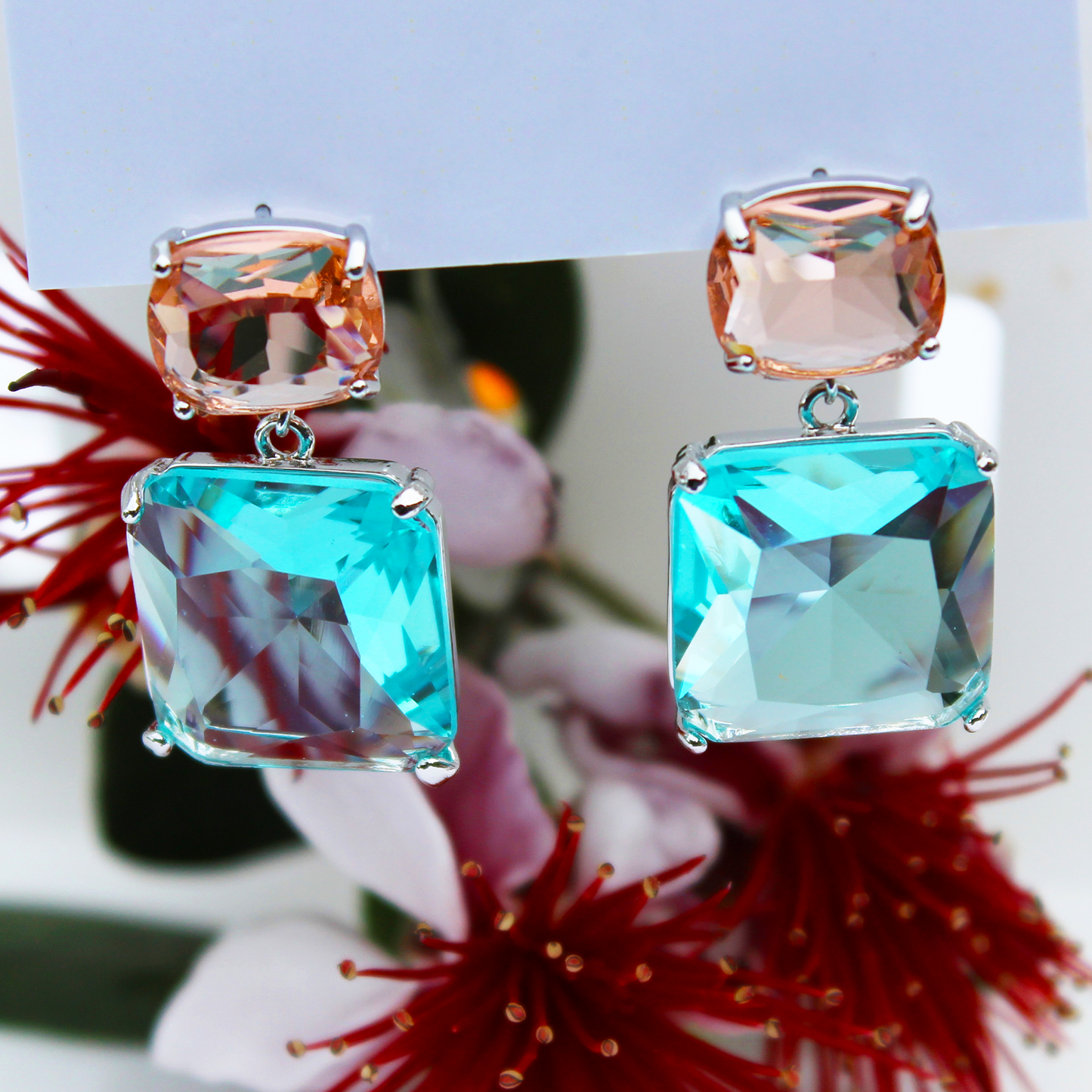 Light peach and sky blue crystals
