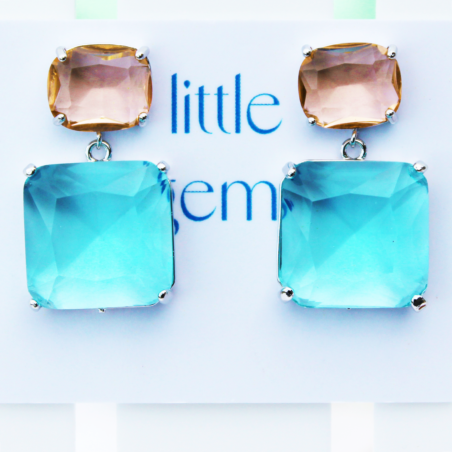 Light peach and sky blue crystals