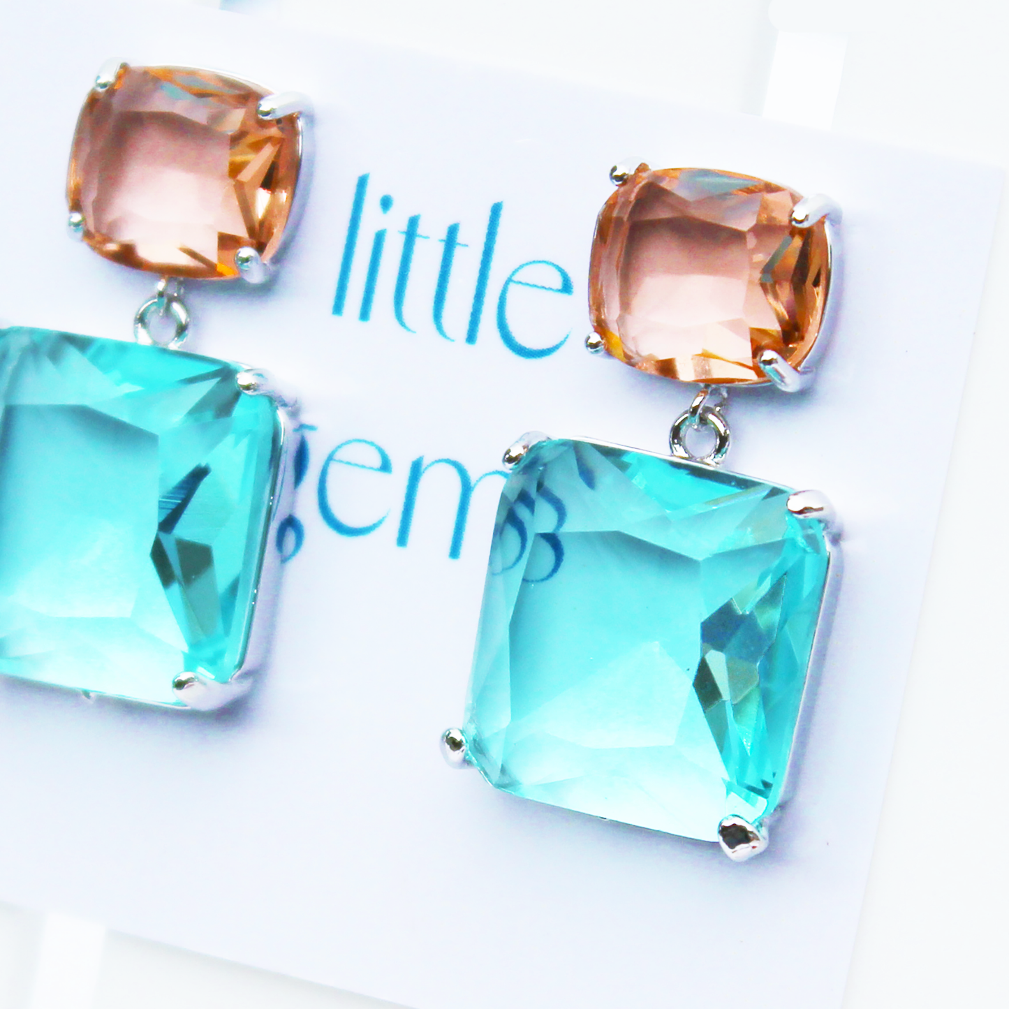 Light peach and sky blue crystals