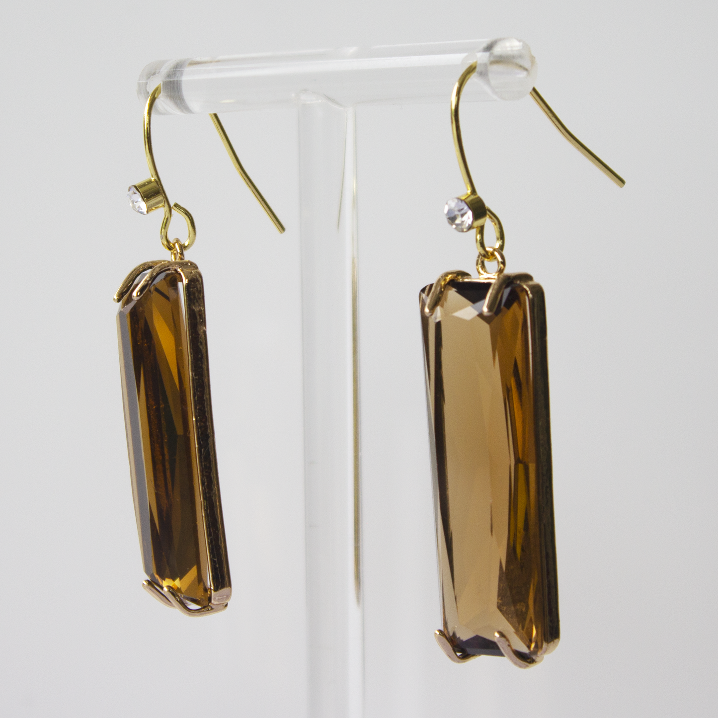Oblong crystal earrings-Five colours