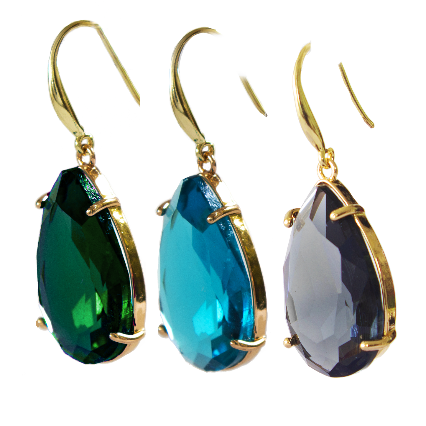 Large Teardrop Crystal Earrings-3 Colours.