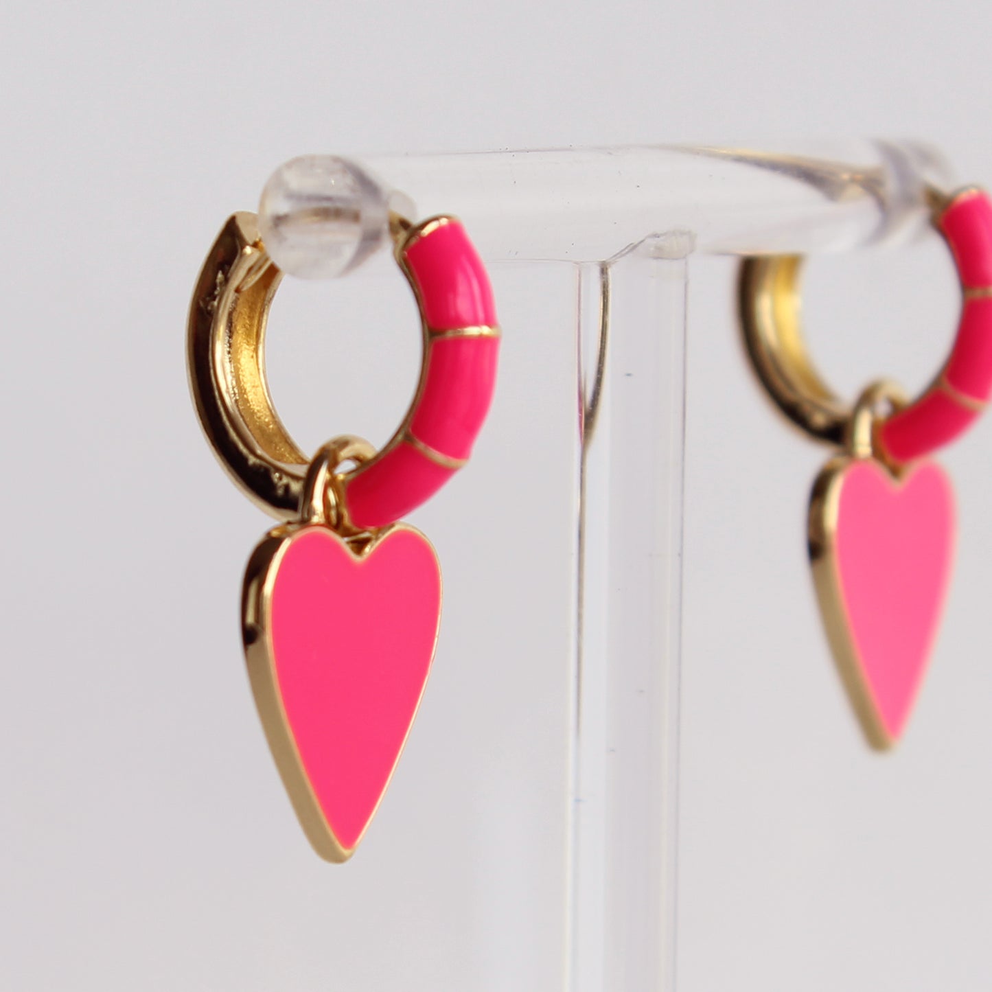 Enamel heart earrings