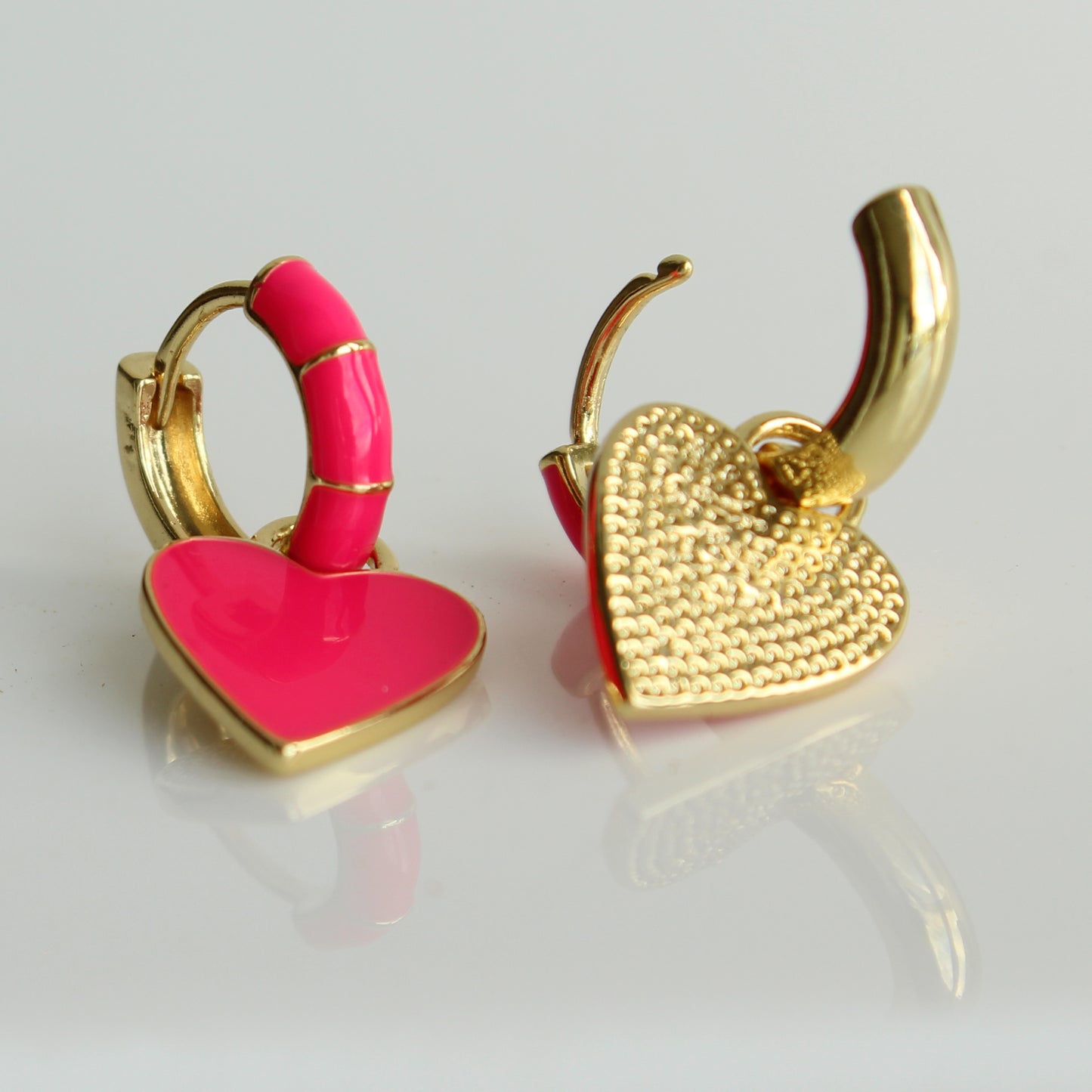 Enamel heart earrings