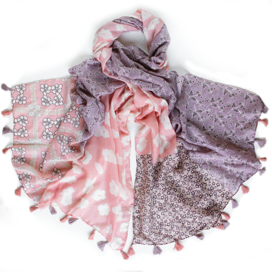 Lilac, pink and white scarf