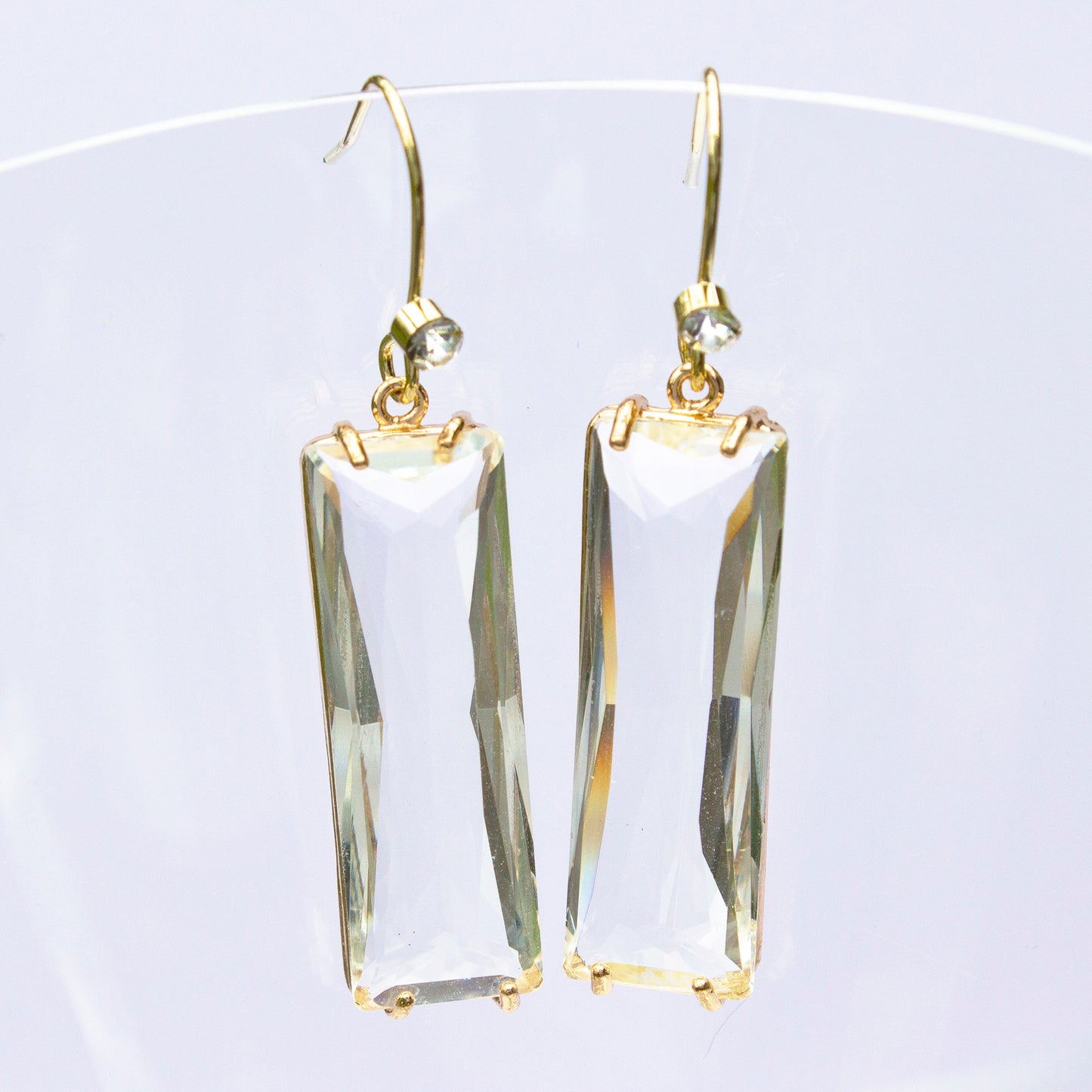 Oblong crystal earrings-Five colours