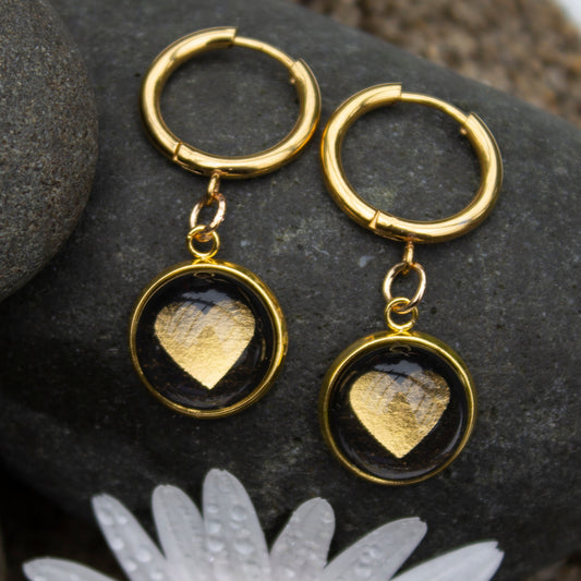 Gold Leaf Heart Huggie
