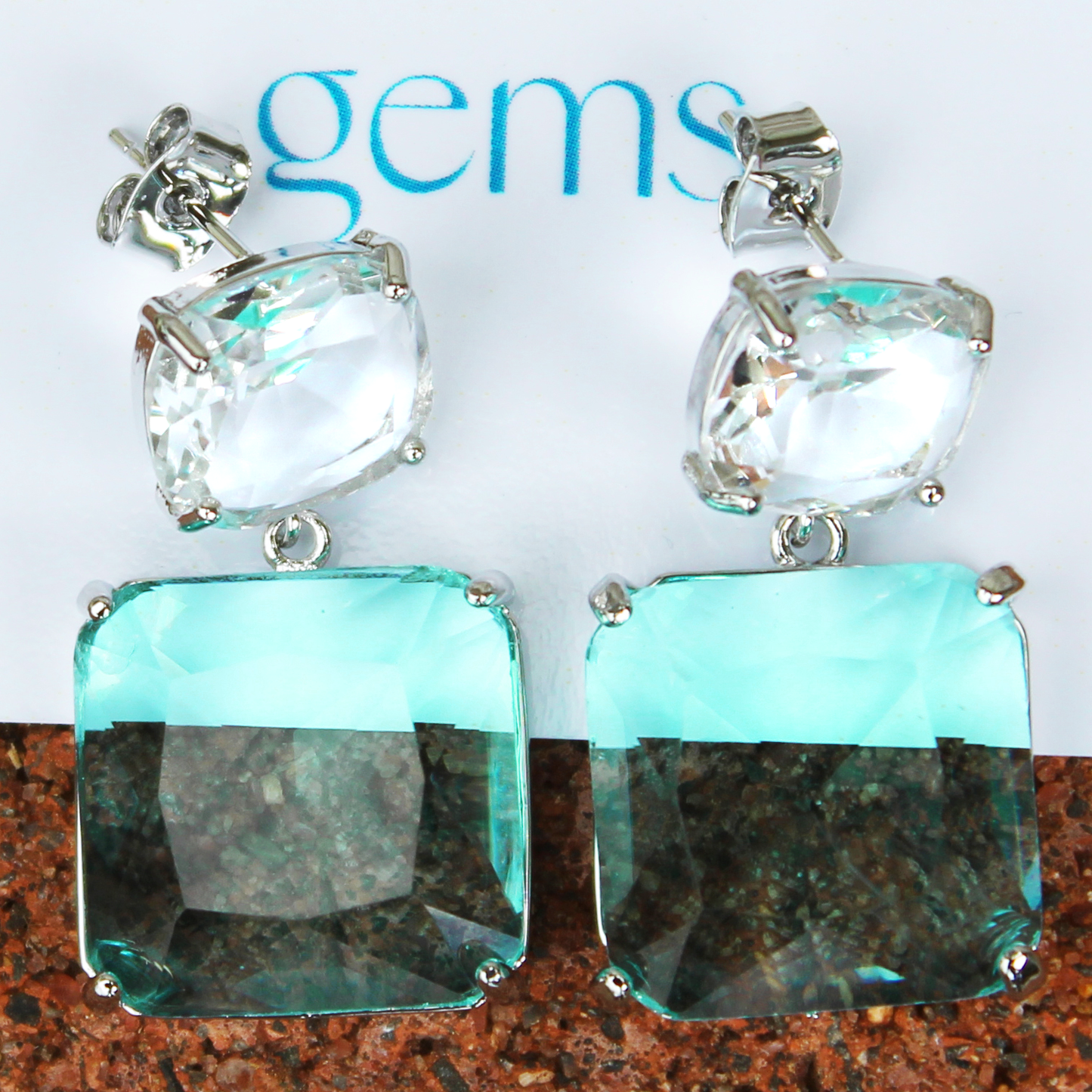 Pale turquoise crystal with clear crystal top