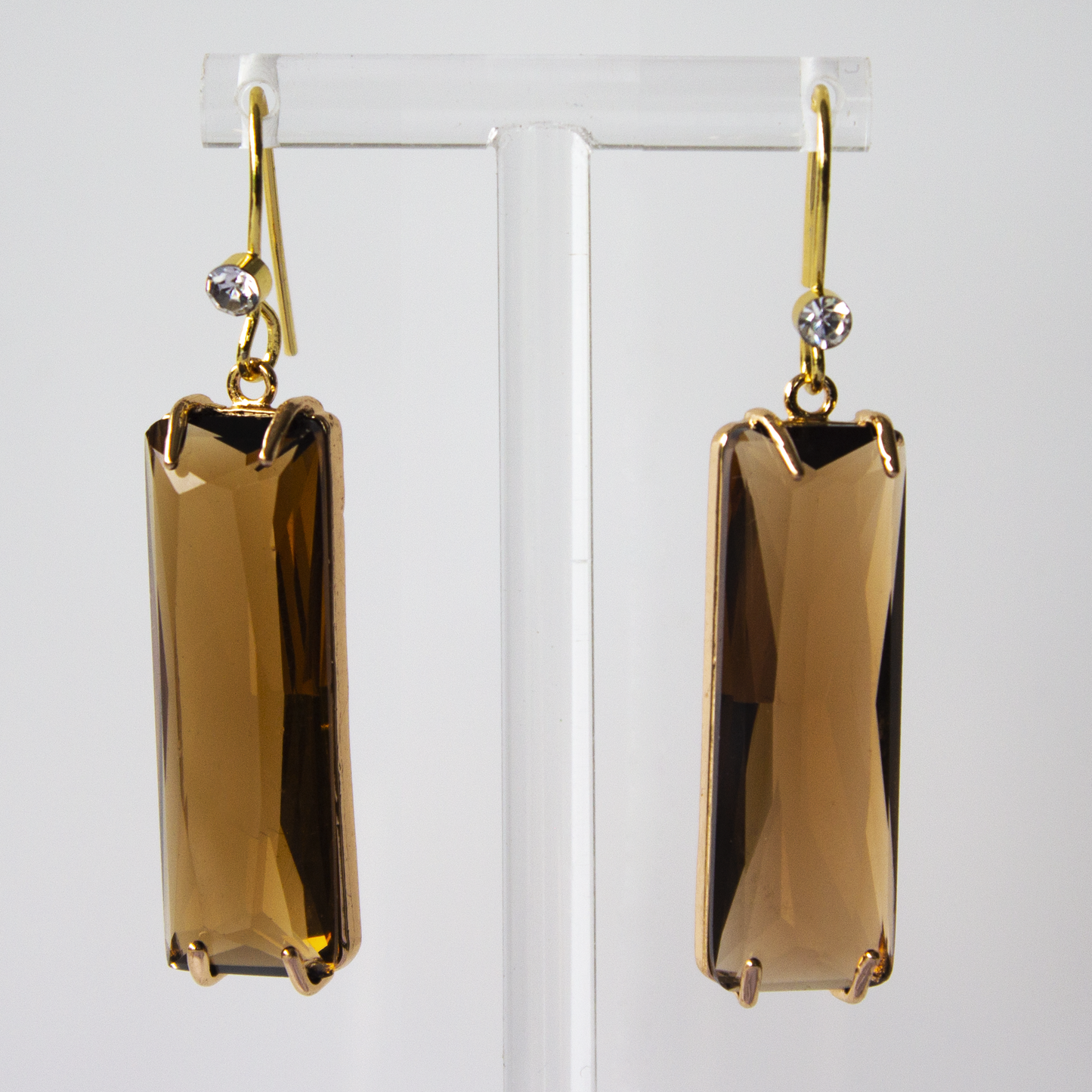 Oblong crystal earrings-Five colours