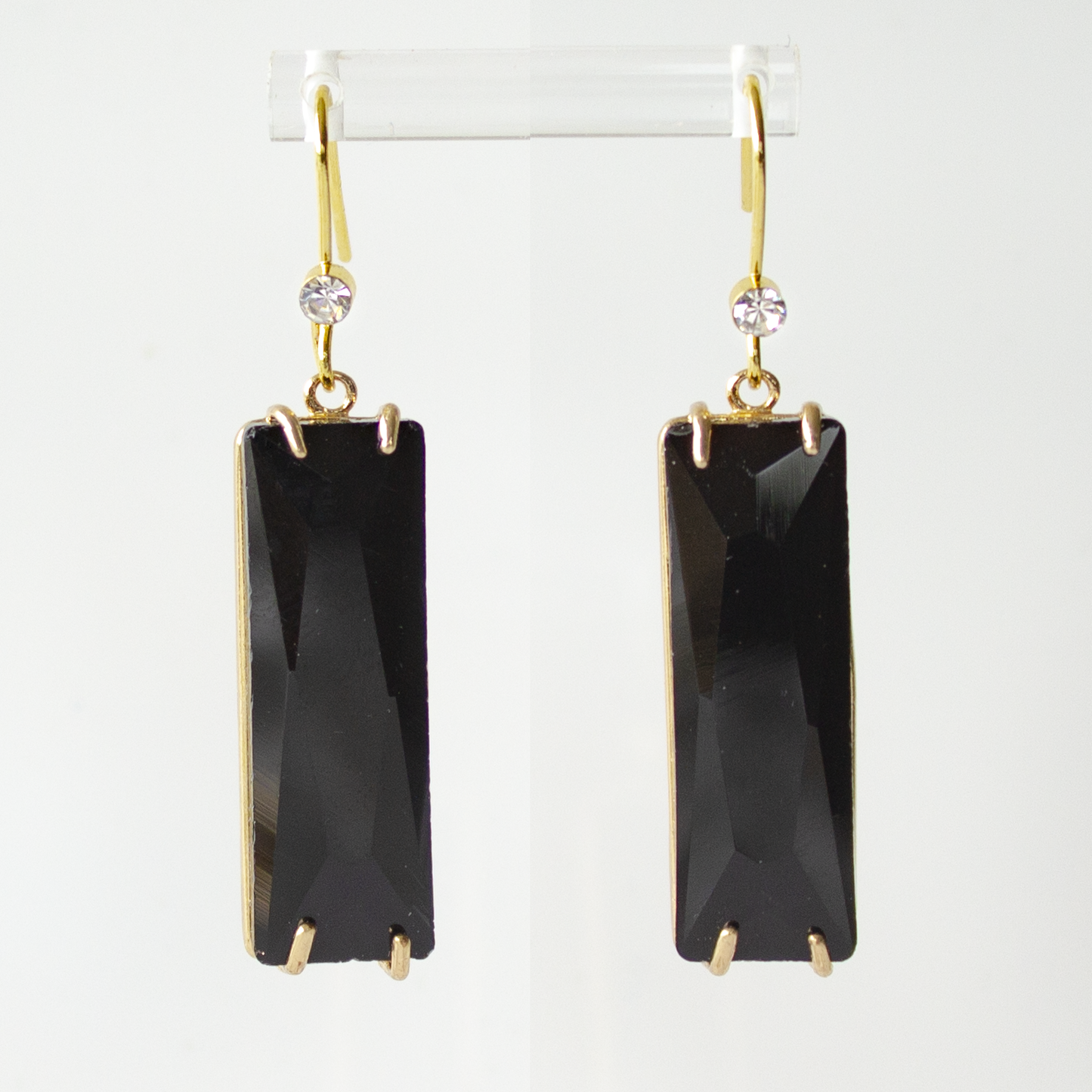 Oblong crystal earrings-Five colours