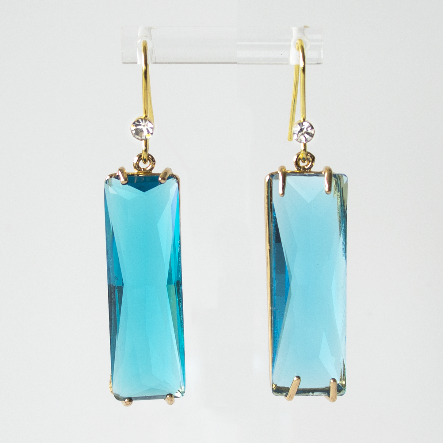 Oblong crystal earrings-Five colours