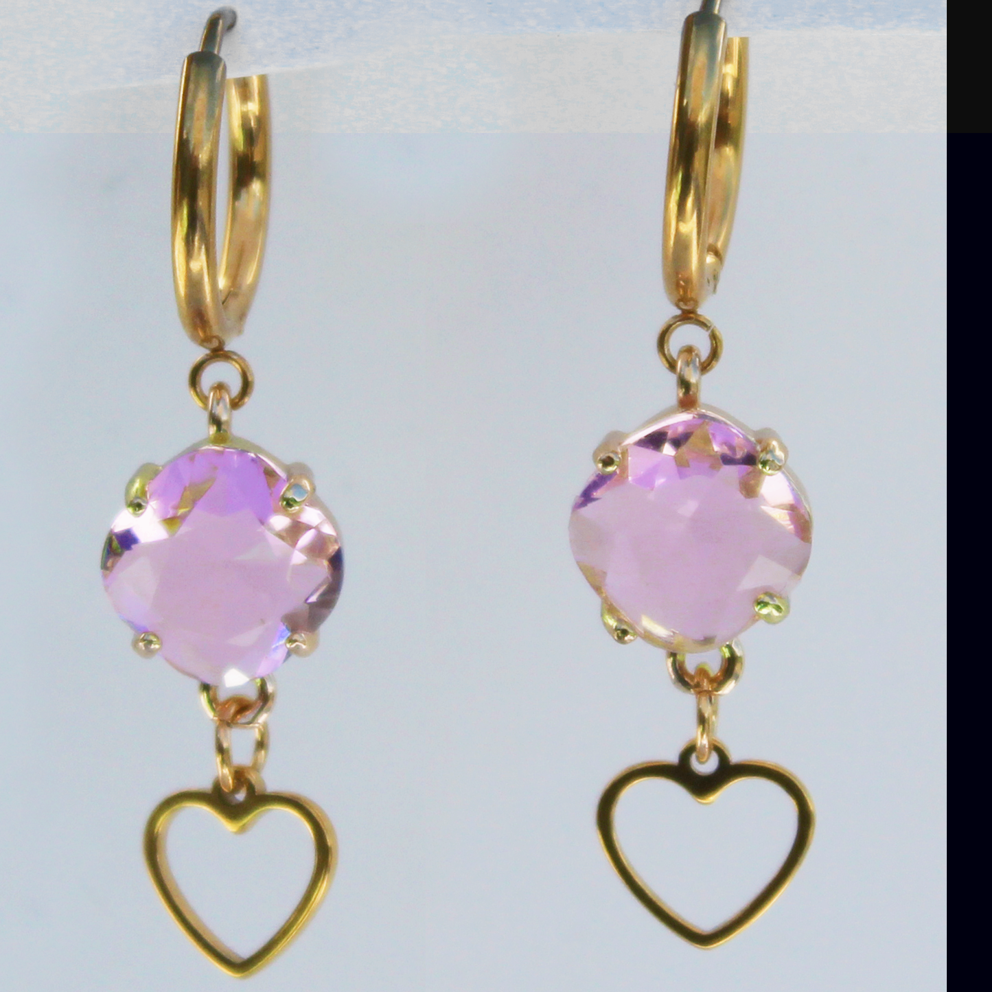 Pale pink crystal with heart charm
